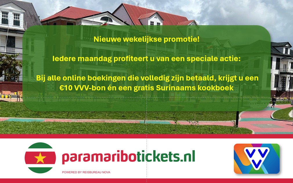 Ontvang een gratis kookboek bij uw boeking naar Paramaribo